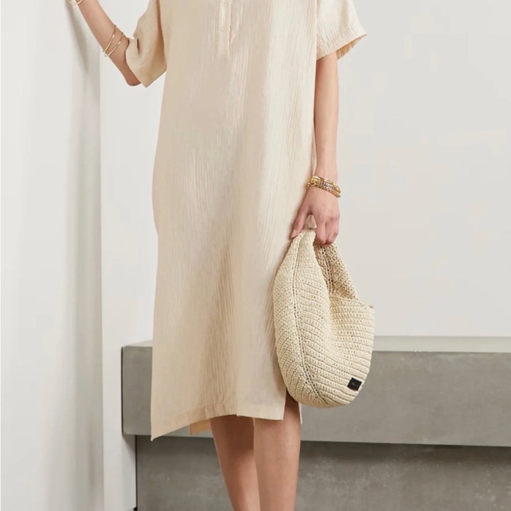 Anine Bing Satin Cream Lightweight Midi Dress